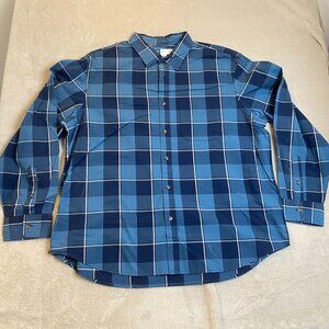 Old Navy Mens Everyday Shirt XXL Blue Plaid With Built-In Flex
